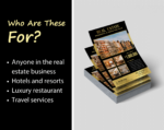Canva template for Real estate Flyer, Poster real estate gold and black. Anyone in the real estate business, Interior design, Hotels and resorts