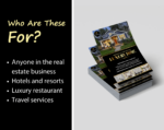 Canva template for Real estate Flyer/ Poster real estate gold and black. Anyone in the real estate business, Interior design, Hotels and resorts, Furniture. Flyer template luxury home