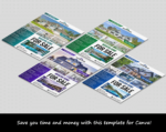 4 Canva template for Real estate Flyer/ Poster real estate purple gradient, blue gradient, green gradient. Anyone in the real estate business, Interior design, Hotels and resorts, Furniture