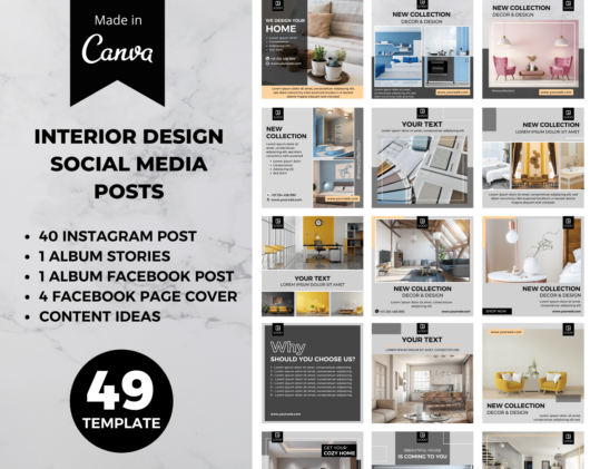 49 Canva design for Thiết kế nội thất bài đăng trên mạng xã hội. Bất kỳ ai trong lĩnh vực kinh doanh bất động sản, Thiết kế nội thất, Khách sạn và khu nghỉ dưỡng, Nội thất