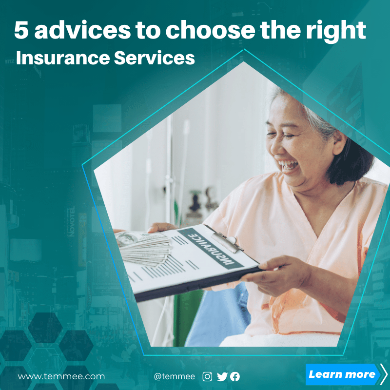 5 advices to choose the right Insurance Services Canva Facebook, Instagram, Linkedin post template