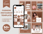 50 Canva template for Fashion Instagram post, Intargram story template fashion business, clothing, shoes, fashion accessories, blogger,