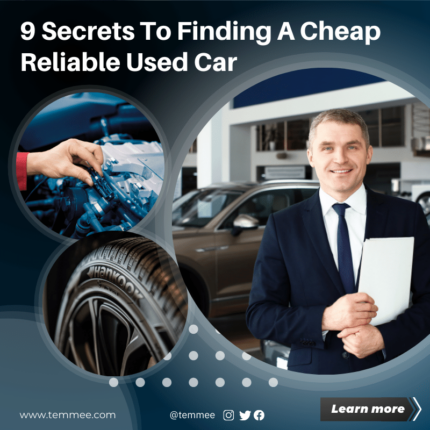 9 Secrets To Finding A Cheap Reliable Used Car Canva Facebook, Instagram, Linkedin post template