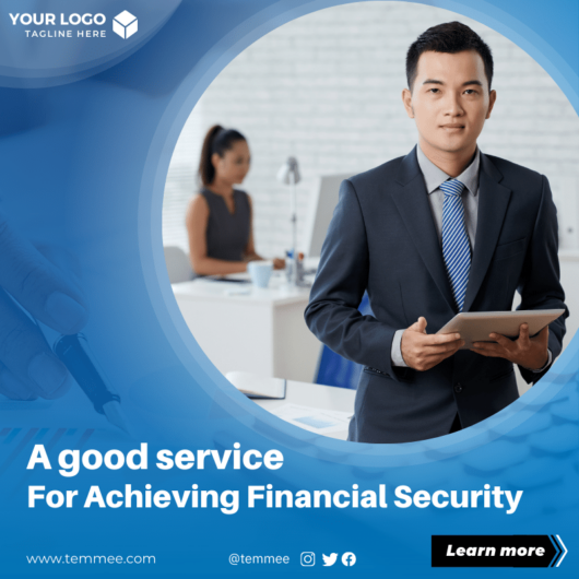 A good service For Achieving Financial Security Canva Facebook, Instagram, Linkedin post template