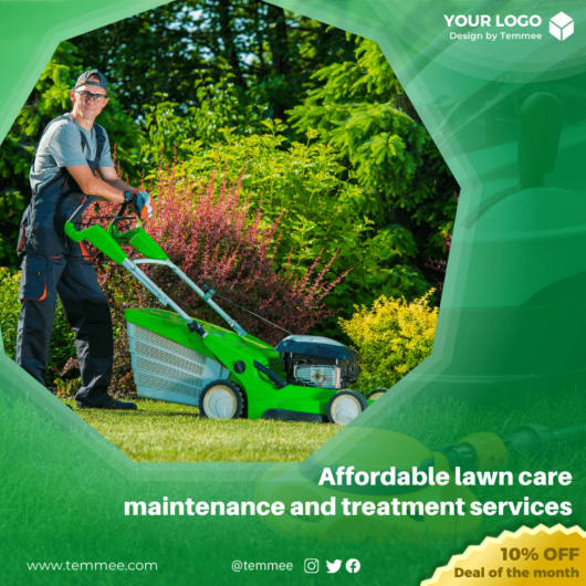 Affordable lawn care maintenance and treatment services Canva Facebook, Instagram, Linkedin post template