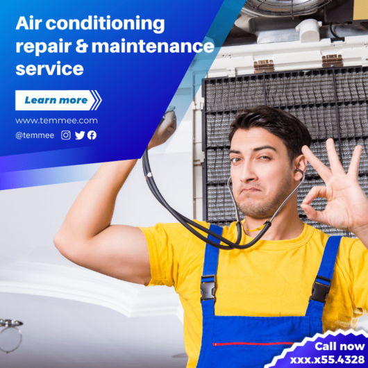Air conditioning repair & maintenance service Canva Facebook, Instagram, Linkedin post template