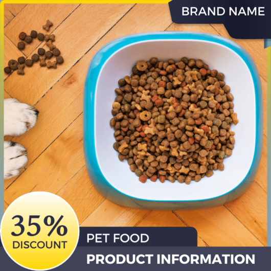 Mẫu Canva quảng cáo thức ăn vật nuôi màu xanh xám cho thương mại điện tử và thị trường, cửa hàng vật nuôi