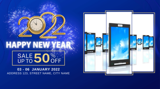 Blue Lunar New Year theme design template for smartphone store, facebook cover template