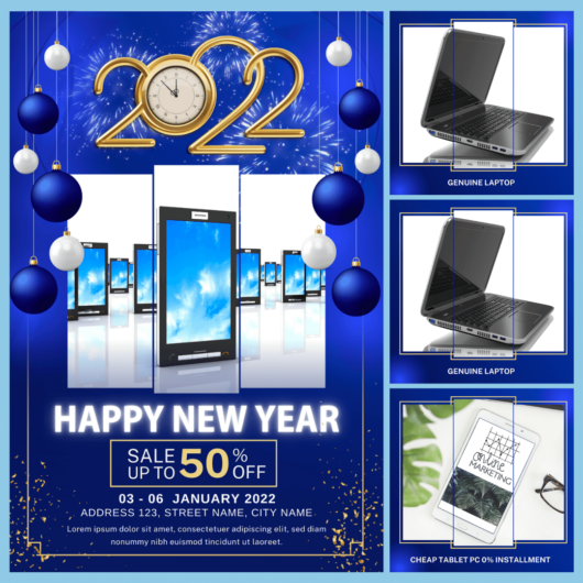 Blue Lunar New Year theme design template for smartphone store, instagram social selling, facebook album post template (23)