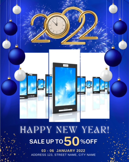 Blue Lunar New Year theme design template for smartphone store, instagram social selling, facebook post template
