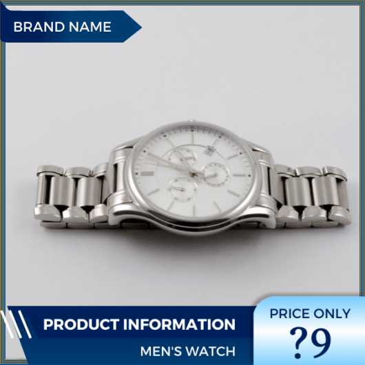 Mẫu Canva quảng cáo đồng hồ màu xanh lam cho thương mại điện tử và truyền thông xã hội, kinh doanh trực tuyến