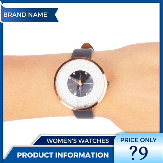 Mẫu Canva quảng cáo đồng hồ nữ màu xanh và vàng cho thương mại điện tử và bài đăng trên mạng xã hội, thị trường, chương trình giảm giá