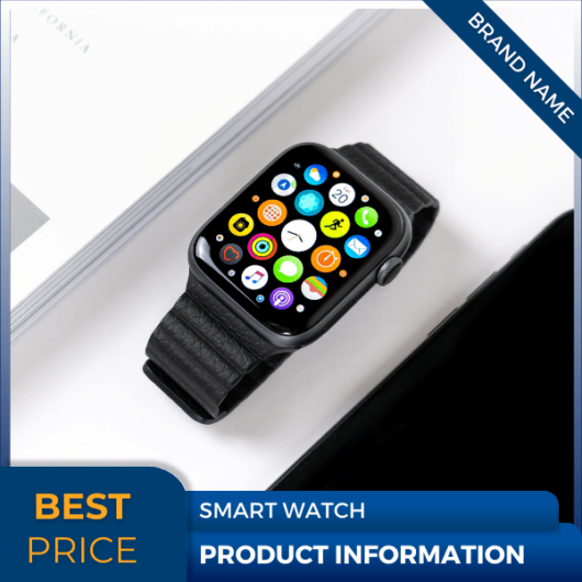 Mẫu Canva quảng cáo đồng hồ thông minh màu xanh lam cho thương mại điện tử và phương tiện truyền thông xã hội, bài đăng trên thị trường