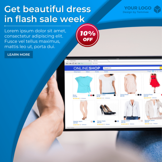 Blue gradience online, fashion, shose shop, store Canva Facebook cover template