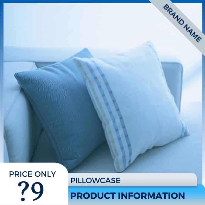 Mẫu Canva quảng cáo Blankets, Sheets, Pillows & Mattresses màu xanh lam cho thương mại điện tử và phương tiện truyền thông xã hội. Chương trình chiết khấu hấp dẫn