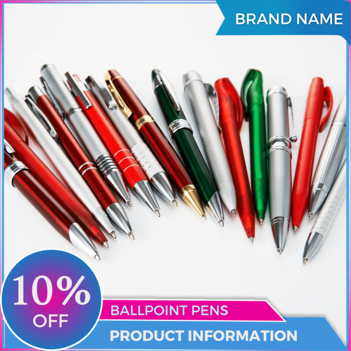 Mẫu Canva quảng cáo bút bi màu xanh và màu hồng cho thương mại điện tử và bài đăng trên mạng xã hội