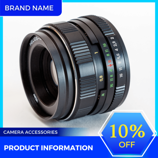 Mẫu Canva quảng cáo phụ kiện máy ảnh màu xanh cho thương mại điện tử và phương tiện truyền thông xã hội