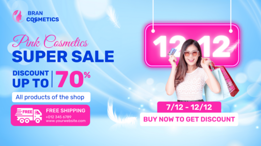 Red gradient clothing store 12.12 sale for cover facebook template