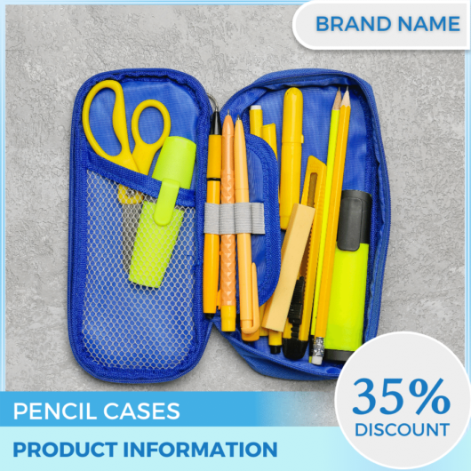 Mẫu Canva quảng cáo hộp bút chì màu xanh cho thương mại điện tử và phương tiện truyền thông xã hội