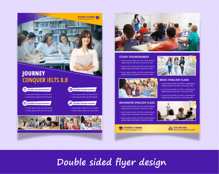 Blue gradient school admission open for school admission, journey conquer ielts 8.0 flyer/poster design template
