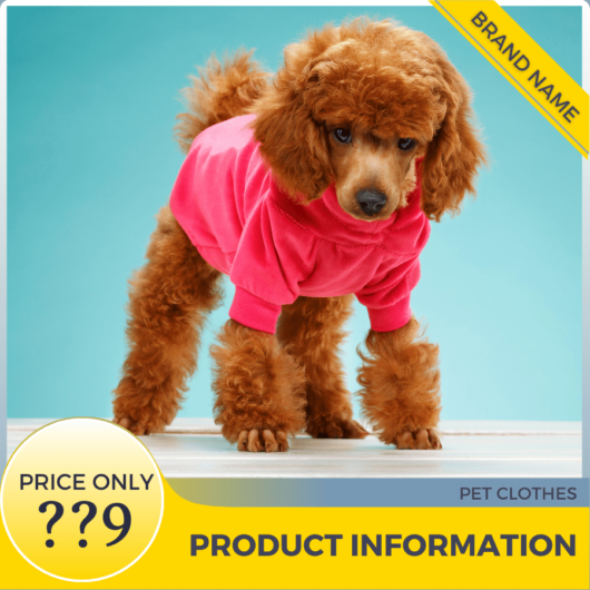 Mẫu Canva quảng cáo quần áo thú cưng màu xám xanh và màu vàng cho thương mại điện tử và phương tiện truyền thông xã hội