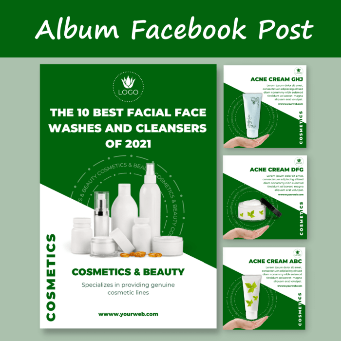 Canva design for Cosmetic & beauty abum white and green. Anyone in the beauty industry, Makeup industry, Skincare cosmetics, Hair salons ,Beauty salons, Spa