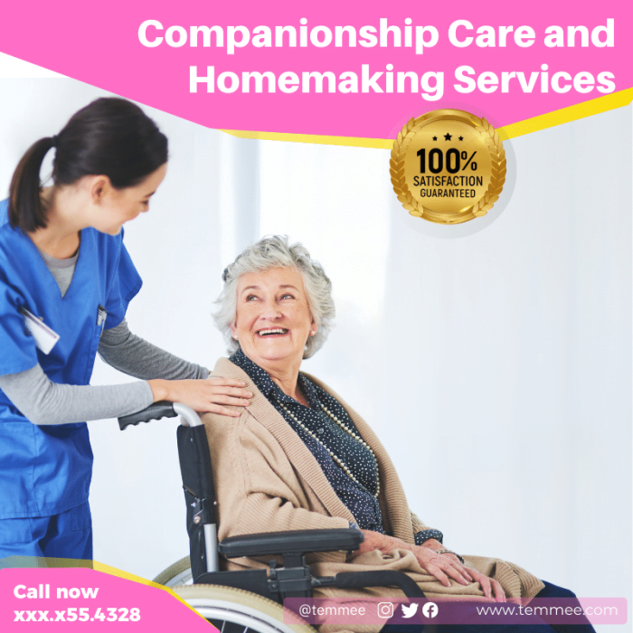 Companionship Care and Homemaking Services Facebook, Instagram, Linkedin post template