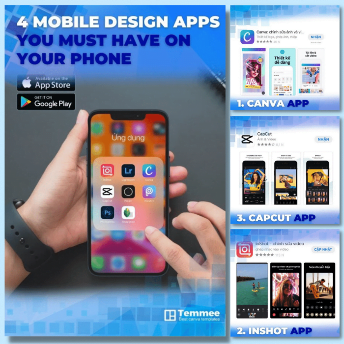 Màu xanh lam nhạt 4 ứng dụng THIẾT KẾ dành cho thiết bị di động bạn phải có trên điện thoại của mình để đăng nội dung album dọc
