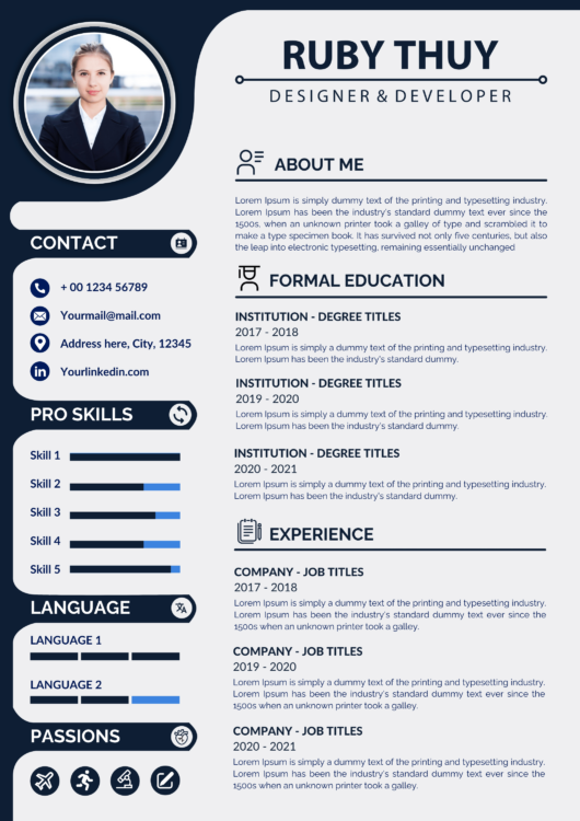 Creative and modern resume template design template for designer & developer