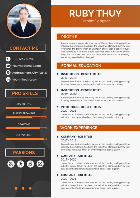 Creative resume template design template is suitable for all industries