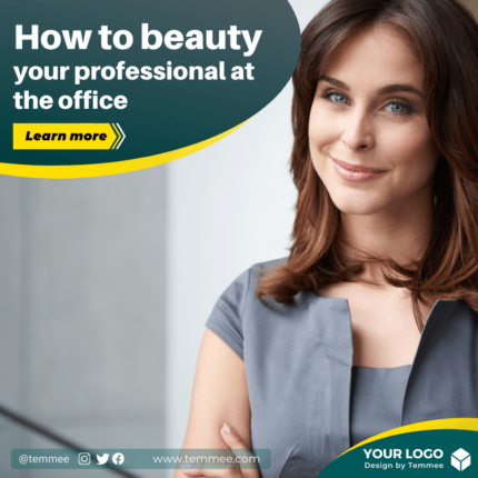 Dark gray gradient beauty tip for professional at the office Canva Facebook, Instagram, Linkedin post template