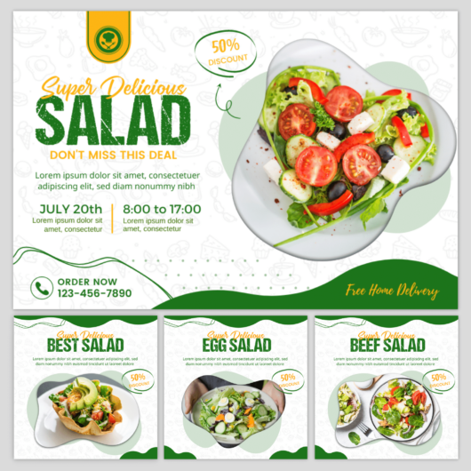 Food salad restaurant social media Instagram, album post template