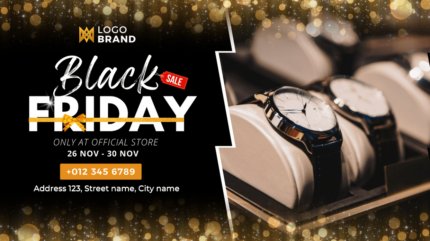 Gold jewelry and watch stores Black Friday for facebook cover template