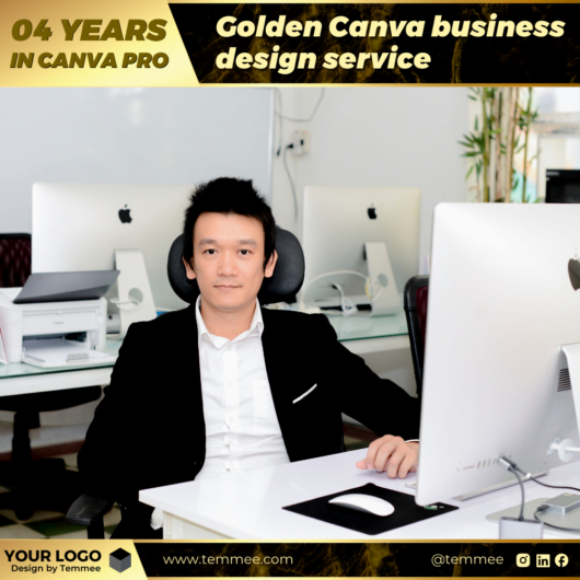 Golden Canva business design service to boost your business into the next level Canva Facebook, Instagram, Linkedin post template