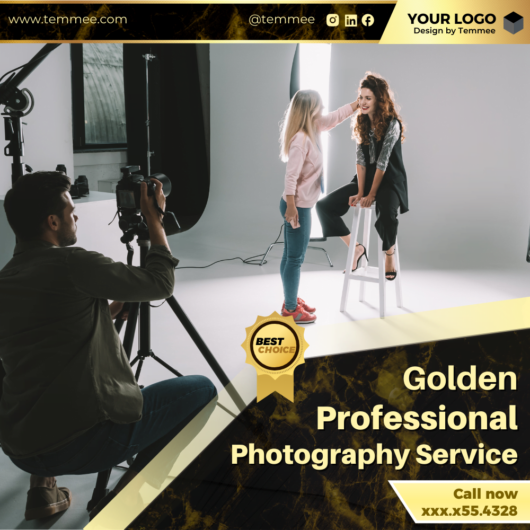 Golden Professional Photography Service Canva Facebook, Instagram, Linkedin post template