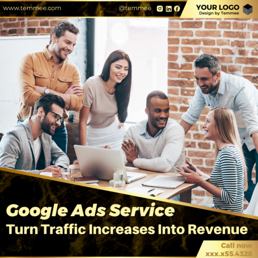 Google Ads Service Turn Traffic Increases Into Revenue Canva Facebook, Instagram, Linkedin post template