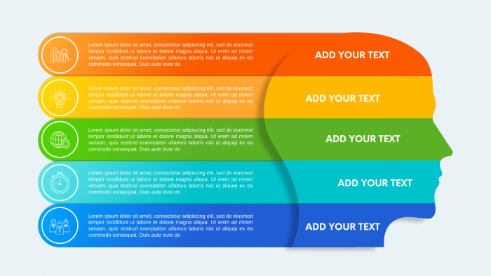 Gradient Infographic label design with icons and 5 options or steps.