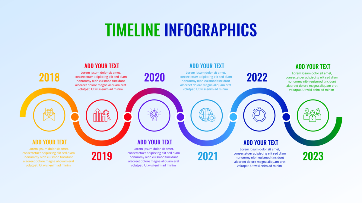 Gradient Infographic label design with icons and 6 options or steps. Timeline infographic