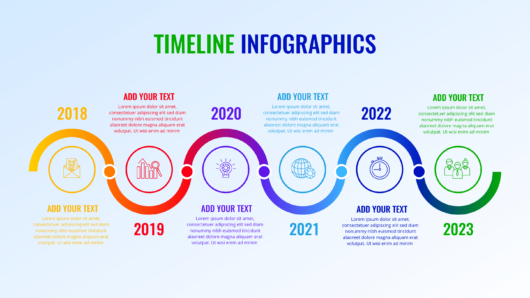 Gradient Infographic label design with icons and 6 options or steps. Timeline infographic
