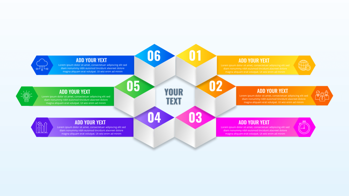 Gradient Infographic label design with icons and 6 options or steps. infographics for business concept