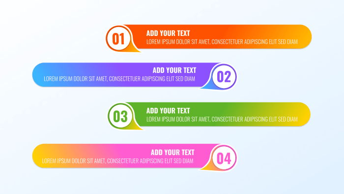 Gradient Step business infographic and 4 options or steps