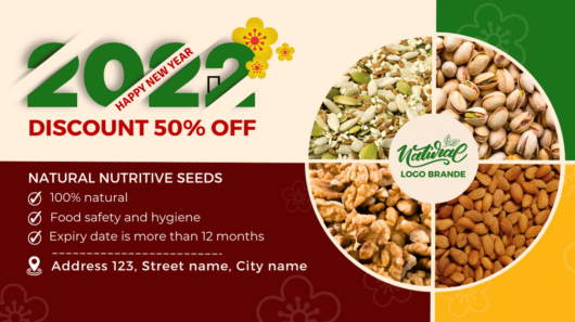 Green Lunar New Year theme design template for nutritional seeds, facebook cover template