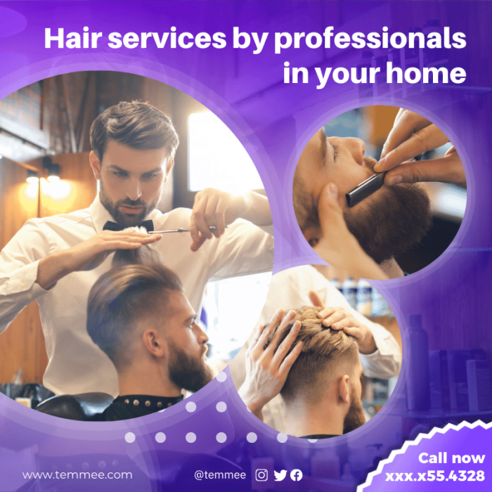 Hair services by professionals in your home Canva Facebook, Instagram, Linkedin post template