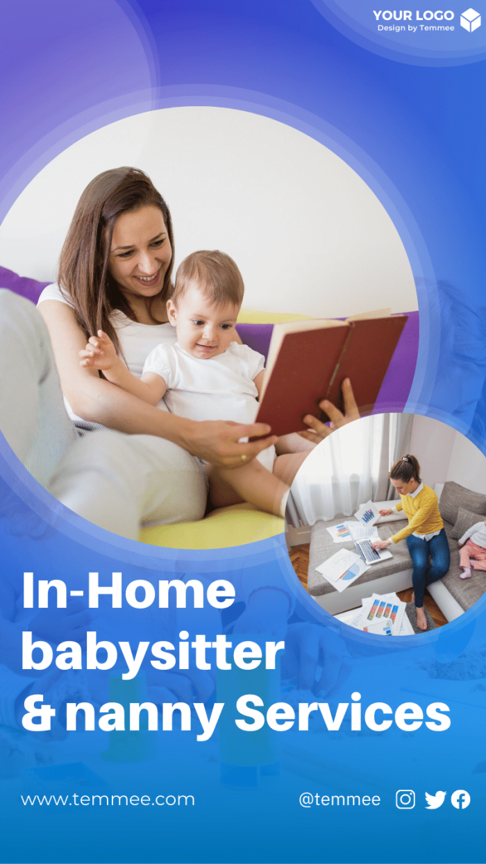 In-Home Babysitter & Nanny Services Canva Facebook, Instagram, Linkedin post template