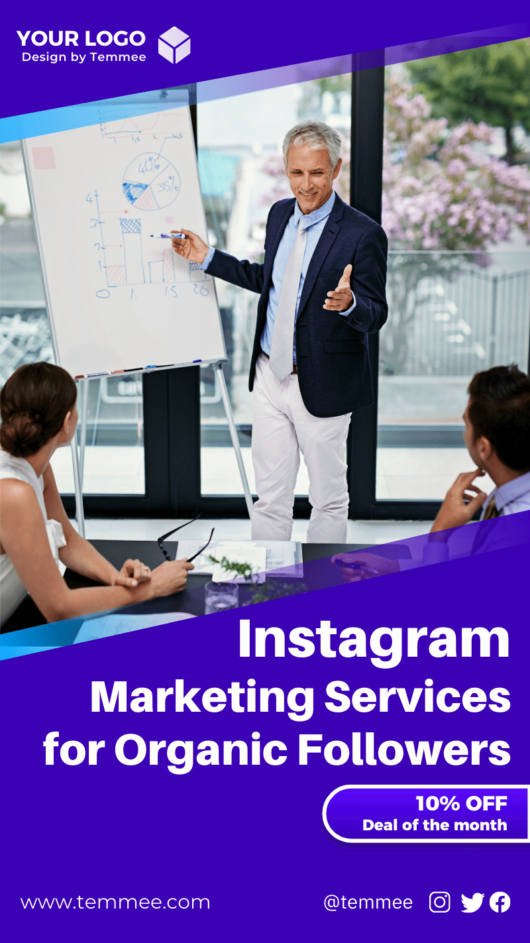 Instagram Marketing Services for Organic Followers Canva Facebook story template