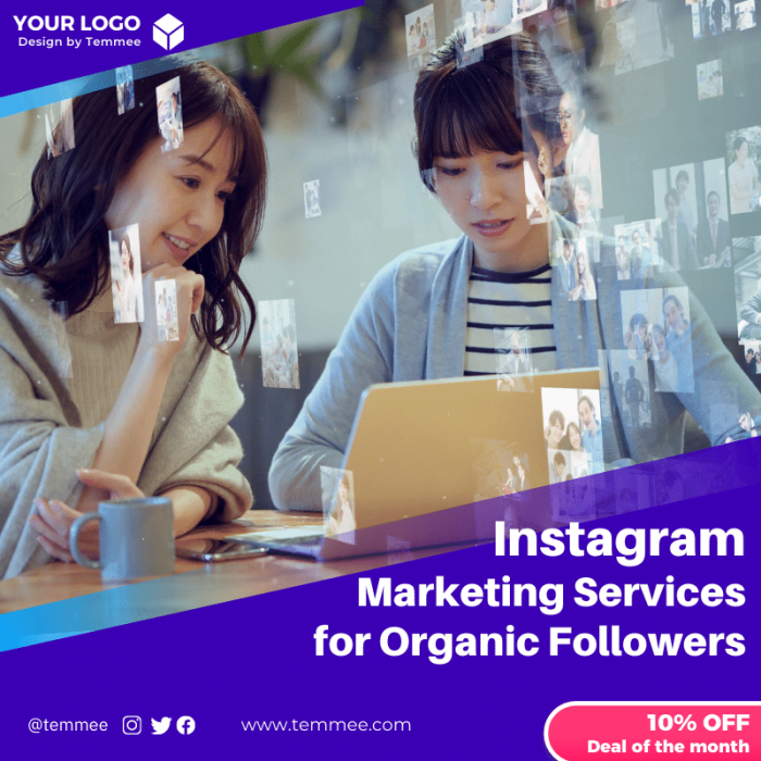 Instagram Marketing Services for Organic Followers Canva Facebook, Instagram, Linkedin post template