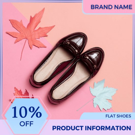 Mẫu Canva quảng cáo trực tuyến màu xanh nhạt và màu hồng giày nữ cho thương mại điện tử và thị trường
