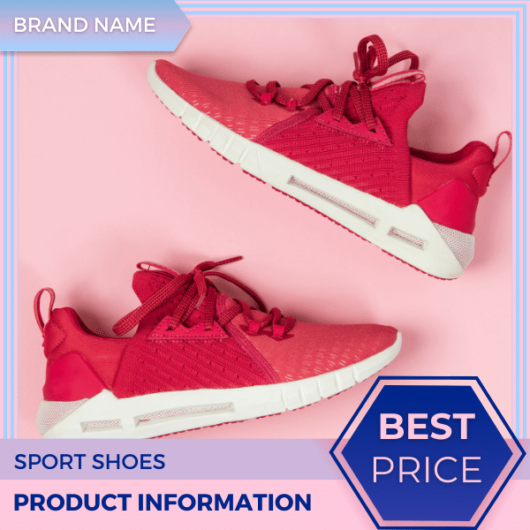 Mẫu Canva quảng cáo trực tuyến giày thể thao màu xanh nhạt và màu hồng Mẫu Canva quảng cáo trực tuyến cho thương mại điện tử và phương tiện truyền thông xã hội, thị trường