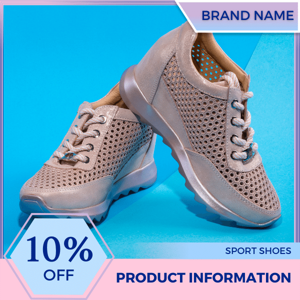 Mẫu Canva quảng cáo trực tuyến giày thể thao nữ màu xanh nhạt và màu hồng Mẫu Canva quảng cáo trực tuyến cho thương mại điện tử và phương tiện truyền thông xã hội