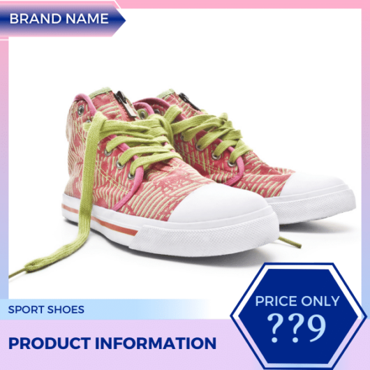 Mẫu Canva quảng cáo trực tuyến màu xanh nhạt và giày màu hồng nhạt cho thương mại điện tử và phương tiện truyền thông xã hội